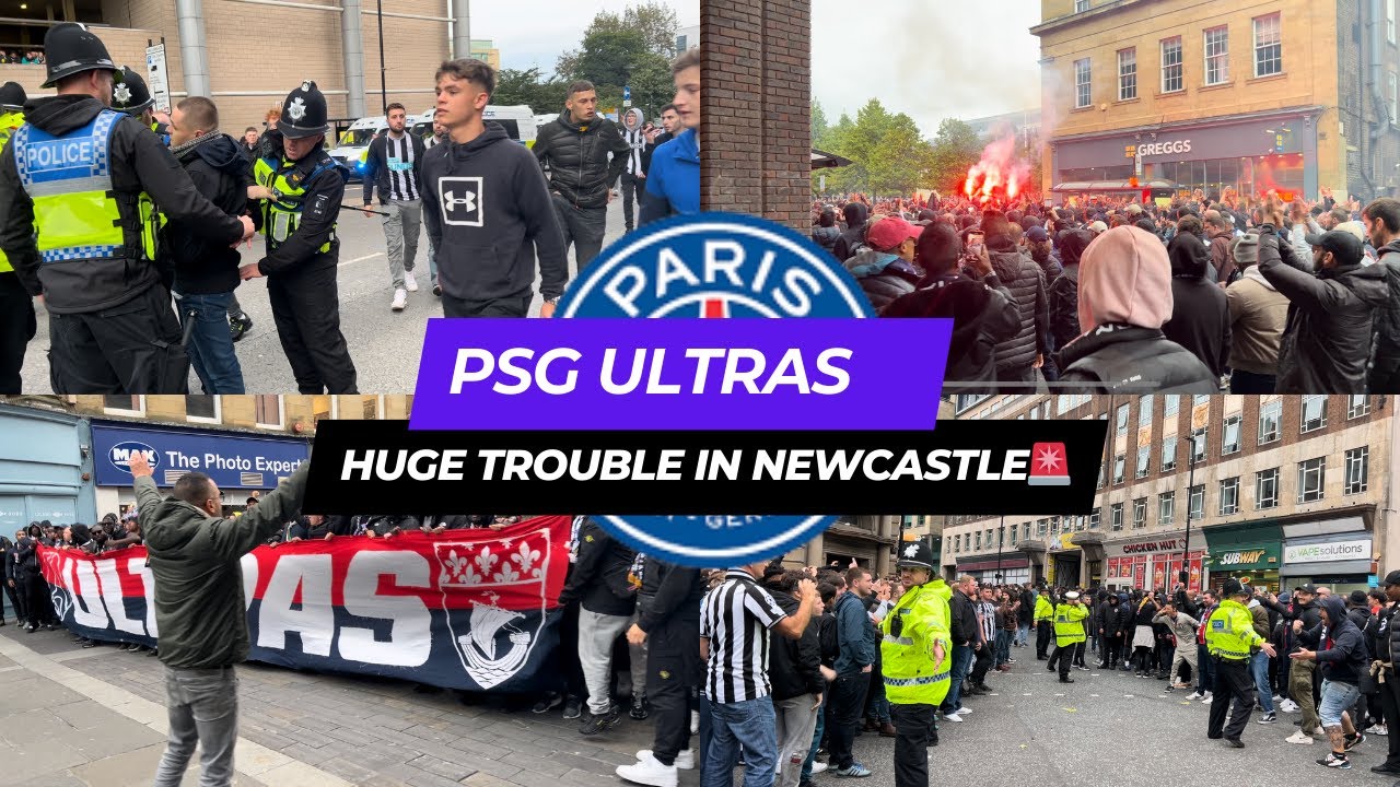 PSG FANS IN NEWCASTLE UPON TYNE - VIDEO FOOTAGE